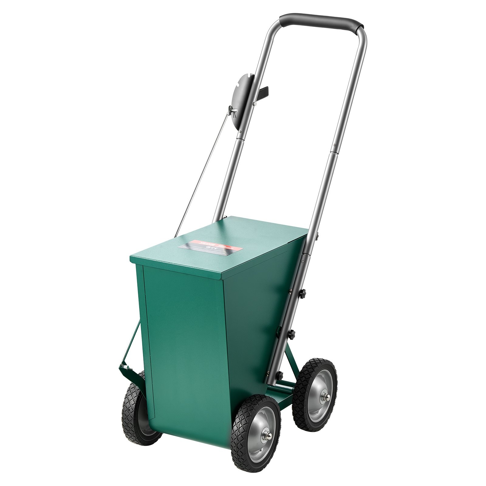 Tērauda sausā krīta pulvera marķēšanas iekārta standarta laukumiem, pulvera ietilpība 22,7 kg, līnijas platums 50–100 mm, 4 izturīgi riteņi, skaidrs vienmērīgs marķējums un viegli stumjama vienam cilvēkam