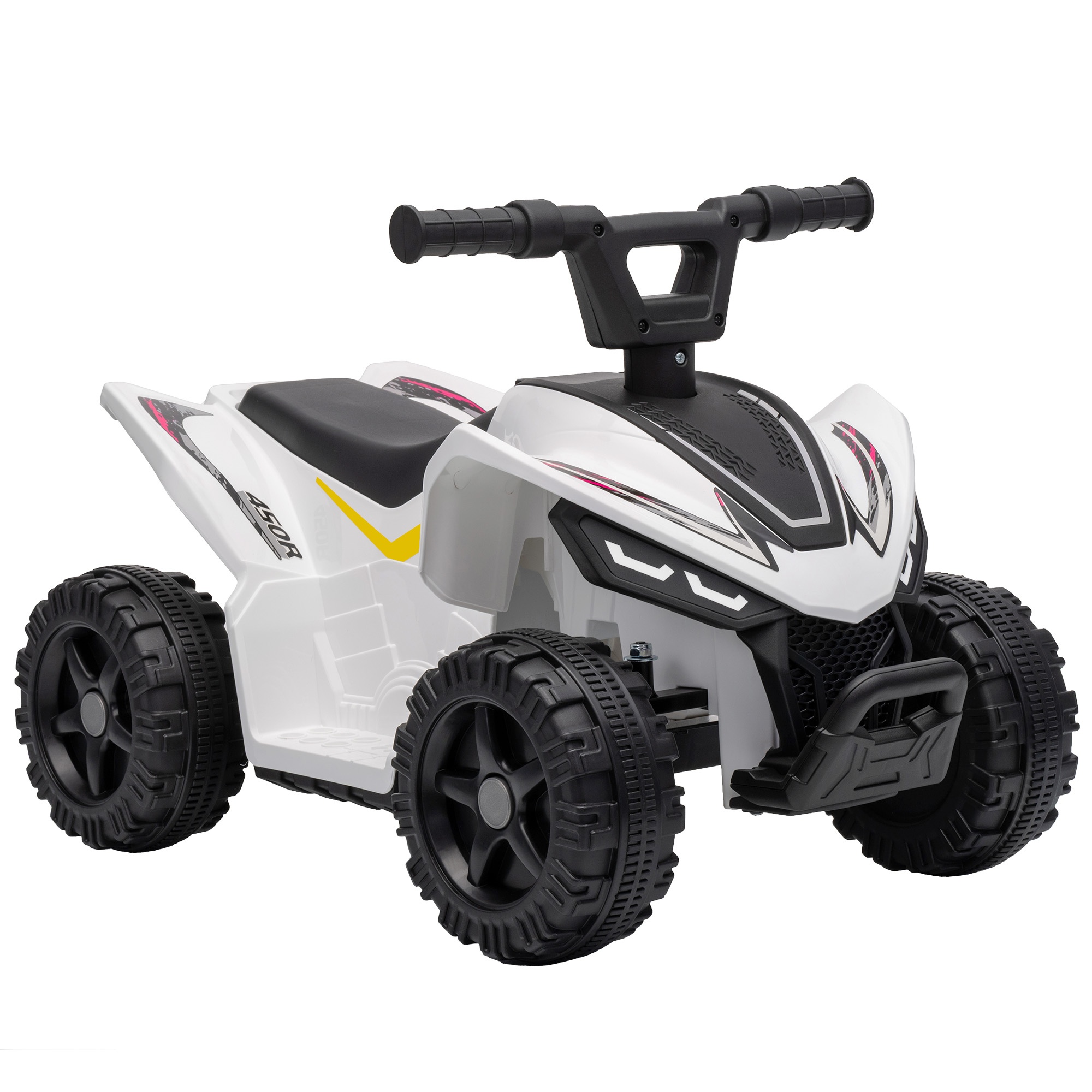 Bērnu elektriskais ATV ar litija akumulatoru, 6 V, kustība uz priekšu un vadība ar pogu uz stūres, 1,5–2 g., balts