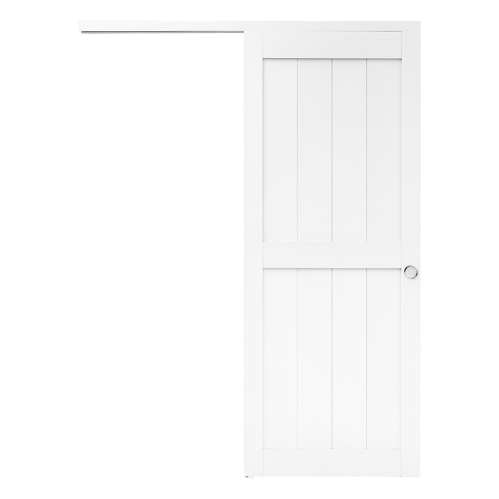 Mūsdienīgas vietu taupošas masīvkoka skapja bīdāmās durvis, 2 paneļi, 1524 mm (2 × 787 mm) × 2032 mm, sliežu stiprinājumu komplekts un grīdas vadotne, skapjiem un guļamistabai