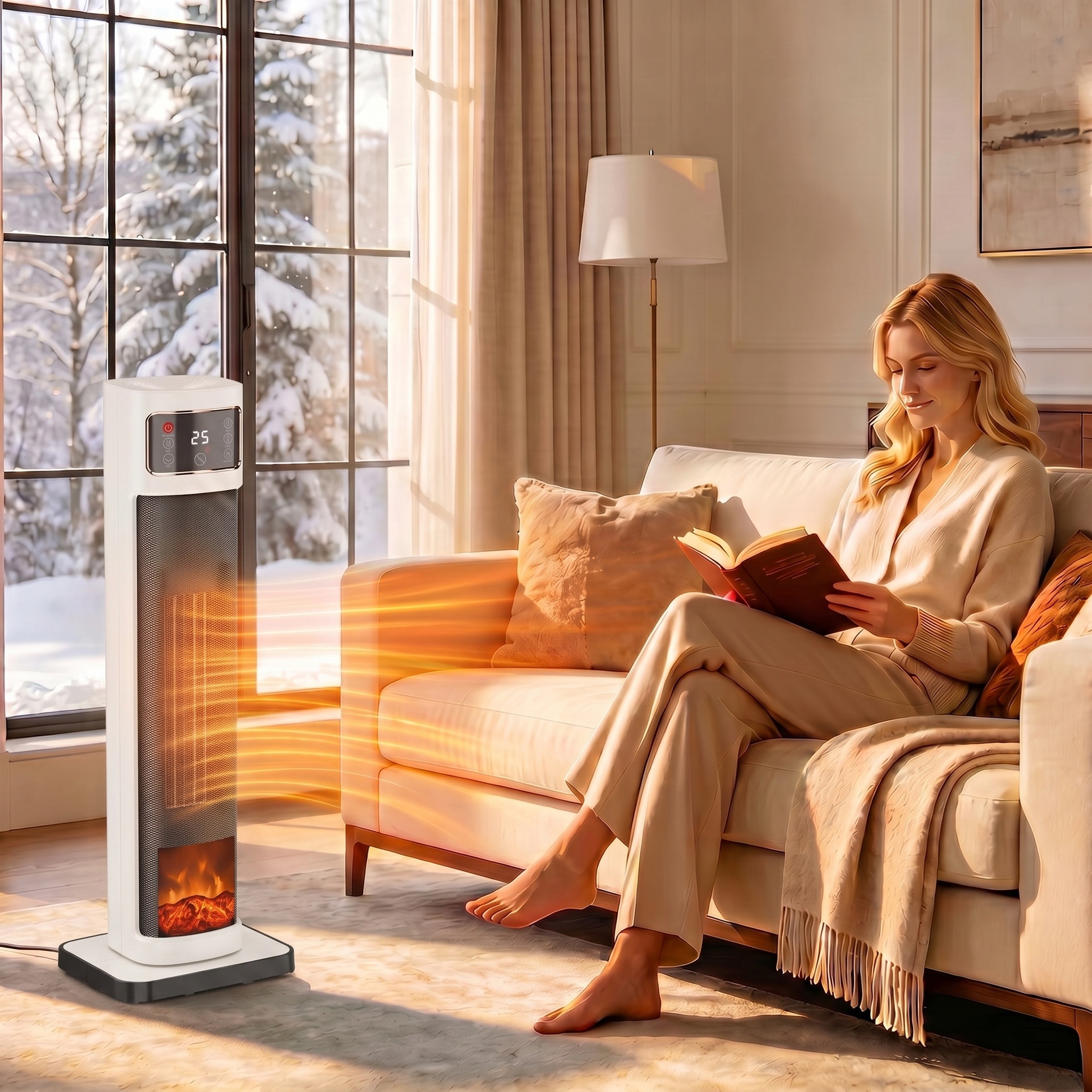 Energoefektīvs keramiskais sildītājs ar ventilatoru, 2000 W, 4 režīmi, termostats un tālvadības pults