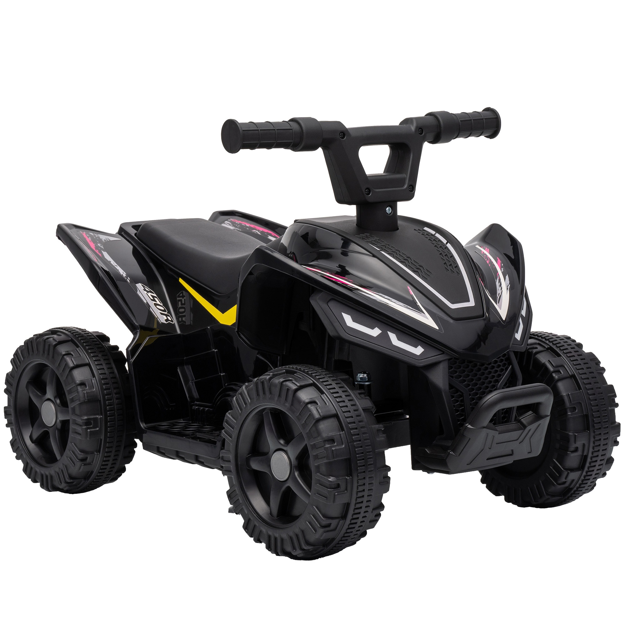 Bērnu elektriskais ATV ar litija akumulatoru, 6 V, kustība uz priekšu un vadība ar pogu uz stūres, 1,5–2 g., melns
