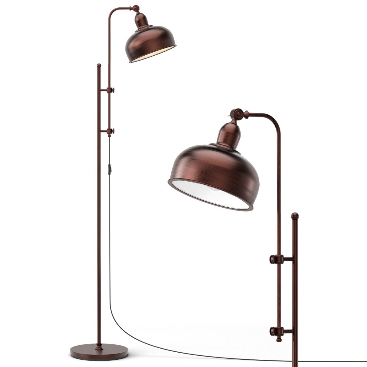 Rustikāla lampa ar bronzas toņa metāla rāmi viesistabai, guļamistabai un birojam