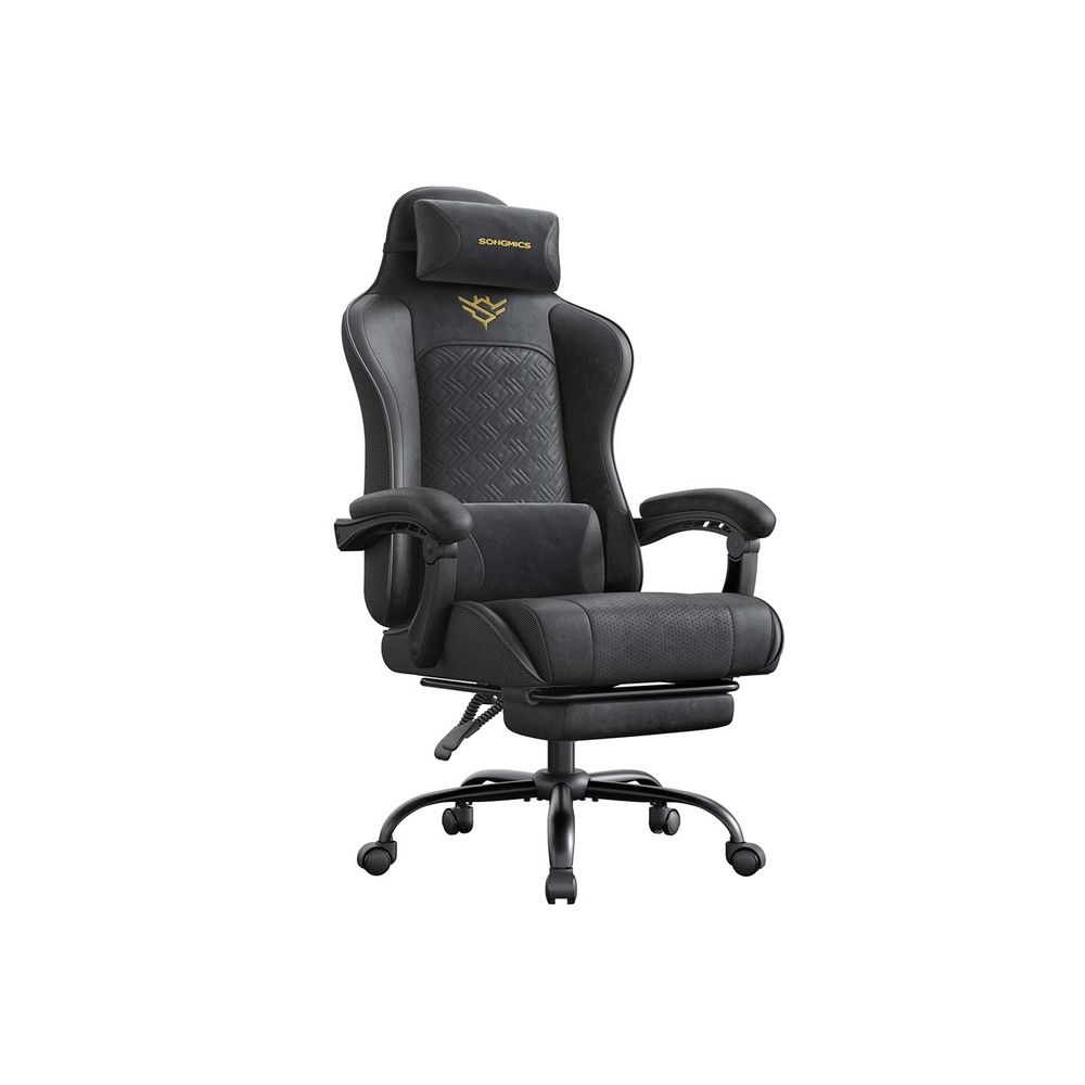 Ergonomisks datorkrēsls ar kāju balstu un spilvenu, tumši pelēks
