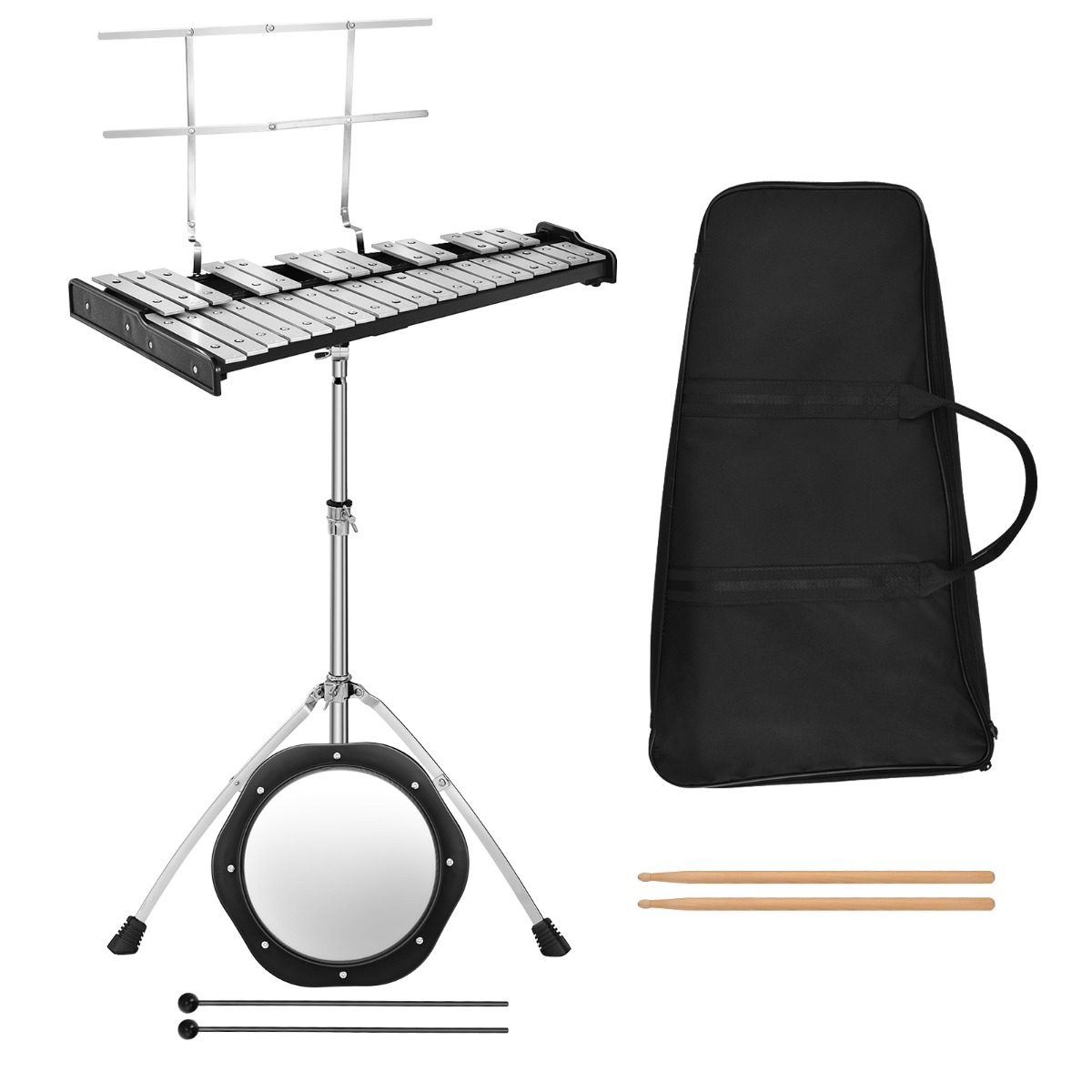 32 Piezīme Glockenspiel Xylophone Percussion Bell komplekts ar regulējamu statīvu
