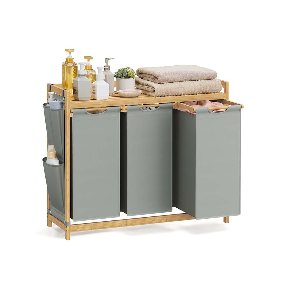 Pesukorv 3 sektsiooni (3 x 50 l) 94 x 33 x 78 cm tuvihall