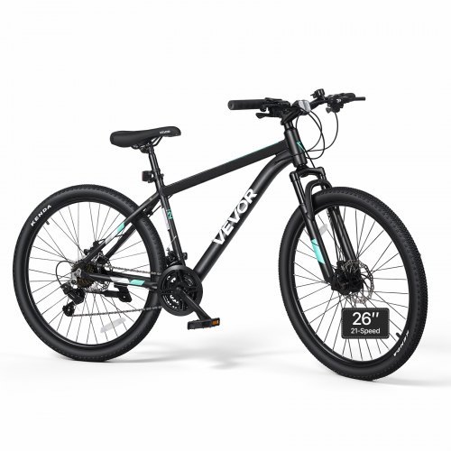 Iepriekš samontēts pieaugušo kalnu velosipēds vīriešiem un sievietēm, 66 cm, 21 pārnesums, priekšējā amortizācija, regulējami segli, bezceļu riepas, alumīnija sakausējuma rāmis un 2 disku bremzes
