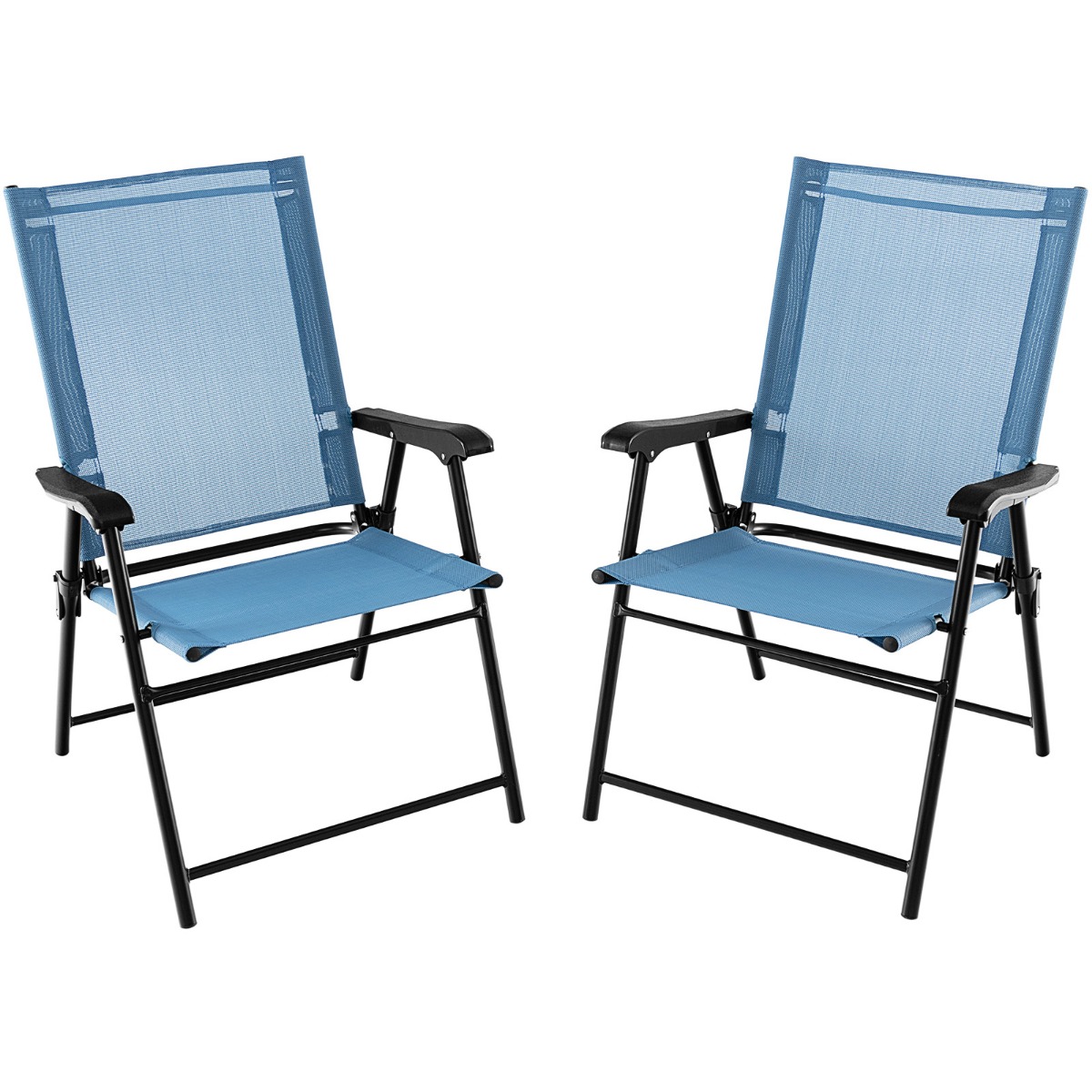 Kokkupandavad rannatoolid ja mugavad terrassitoolid õue (2 tk komplekt, 65 x 60 x 93 cm), sinine