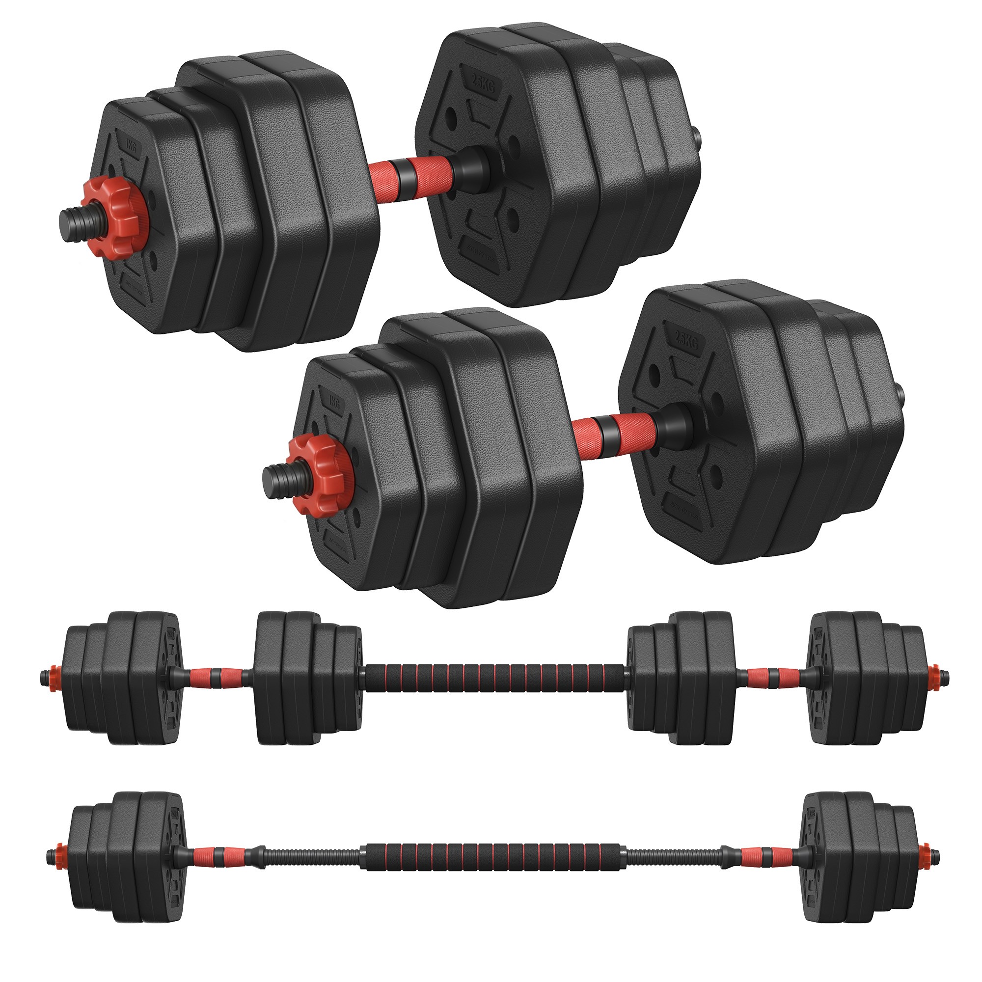 Hanteļu komplekts, 30 kg, melns