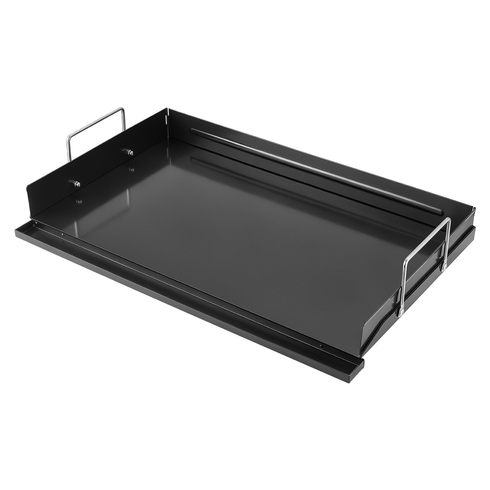 Iepriekš apstrādāta nelīpoša oglekļa tērauda taisnstūrveida gluda grila plātne ar rokturi, 63 × 41 cm, vienmērīga siltuma sadale, pārnēsājama, olām un burgeriem, āra gāzes grilam, plītij un cepeškrāsnij