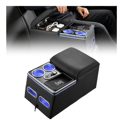 Universāla aizmugurējā sēdekļa viduskonsole, noskaņas apgaismojums 7 krāsās, bezvadu, USB un cigarešu piesmēķētāja uzlāde, krūžu un telefona turētāji, minivenam, sedanam un apvidus auto