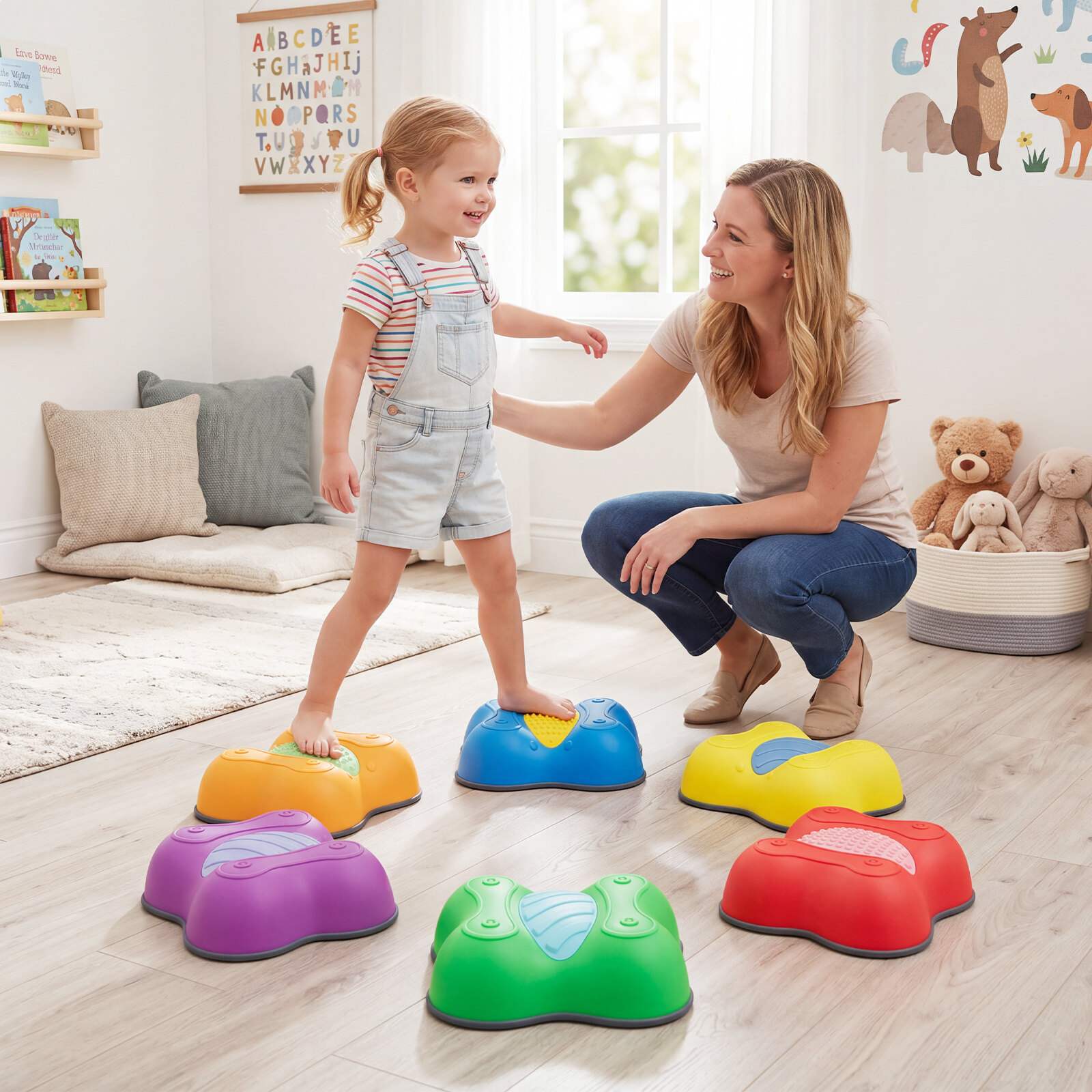 Montessori šķēršļu koordinācijas spēle mazuļiem ar noņemamām rotaļlietām