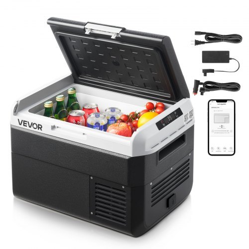 Pārnēsājams auto ledusskapis ar kompresoru un elektriskā aukstumkaste, 25 l, temperatūra no −20 līdz 20 °C, DC 12/24 V un AC 100–240 V, ārtelpām, kempingam, ceļojumiem un kemperim