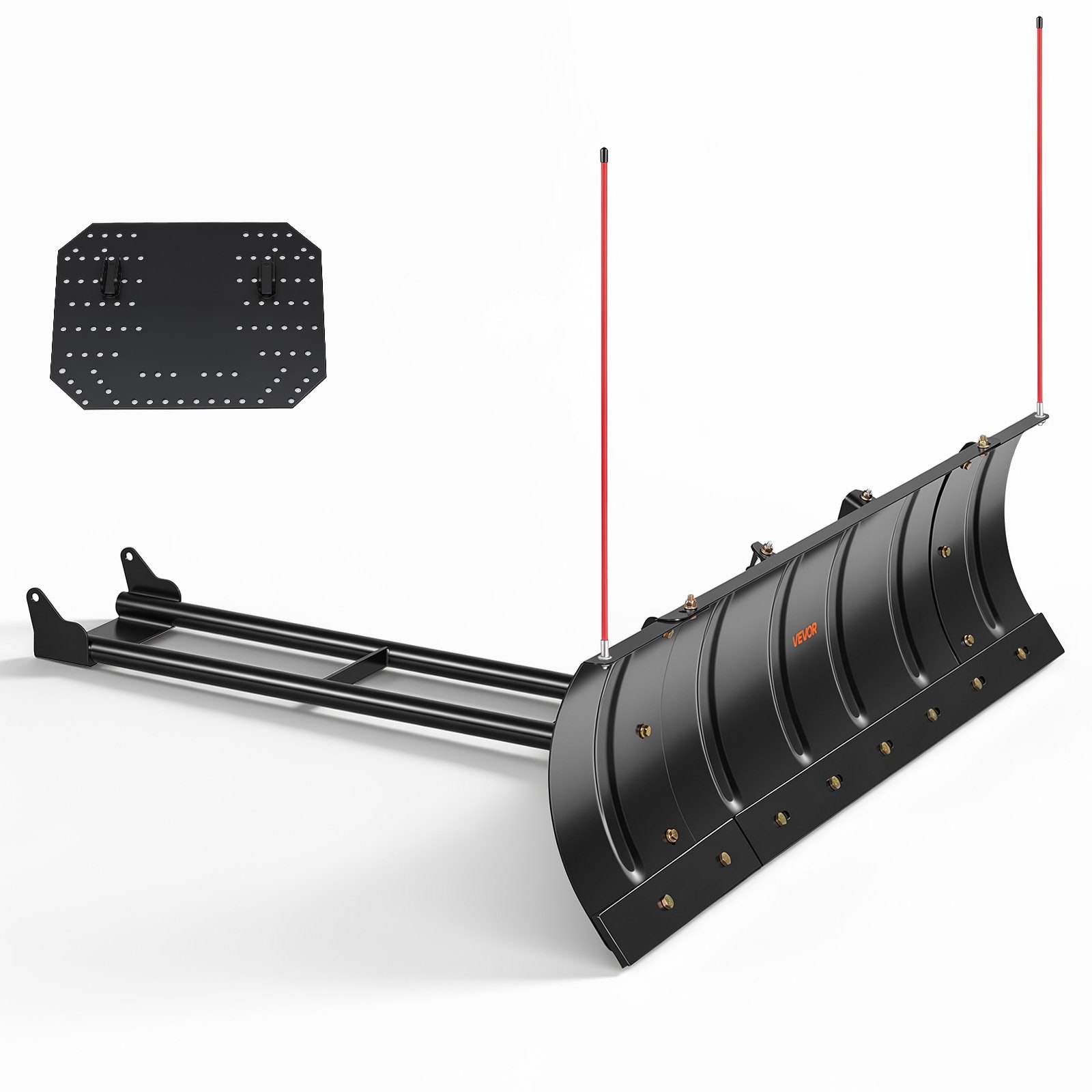 Universāls sniega lāpstas komplekts vairumam ATV un UTV, regulējams platums 1092/1524 mm, augstuma un sānu virziena regulēšana, 3 stiprinājuma iespējas un tērauda asmens, efektīva sniega tīrīšana