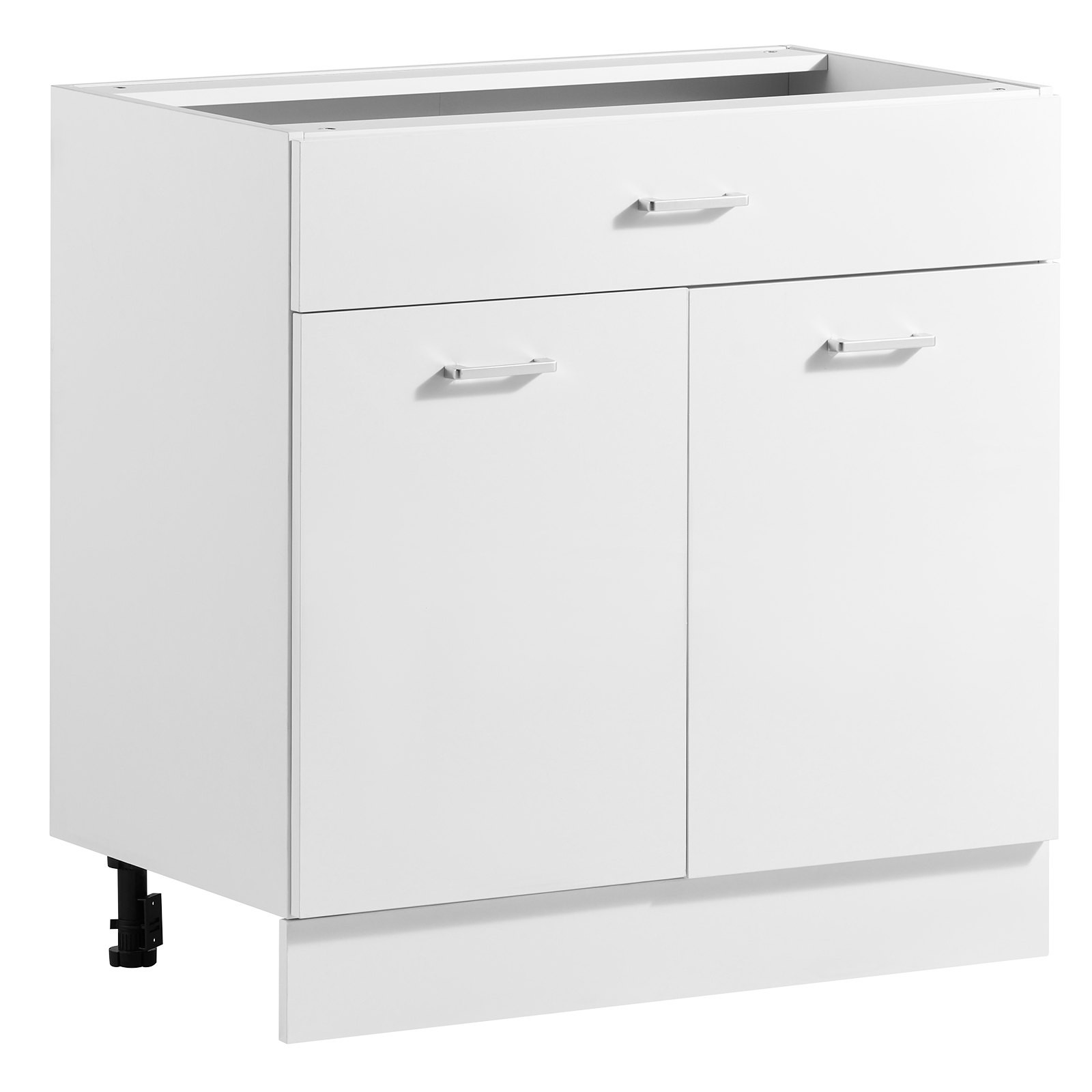 Montāžai gatavs Shaker stila grīdas skapis, balts, platums 80 cm, 800 × 475 × 815 mm (platums × dziļums × augstums), 2 durvis, 1 atvilktne, regulējams plaukts un klusi aizverami stiprinājumi, mājai, birojam un veļas telpai