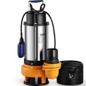 Iegremdējamais ūdenssūknis, 2200 W 60000 l/h, ar 8 m vadu un automātisku pludiņa slēdzi, pārnēsājams no nerūsējošā tērauda netīru vai tīru ūdeņu novadīšanai, plūdu novēršanai, tukšiem dārza dīķiem, peldbaseiniem, burbuļvannām