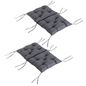 2 sēdekļu spilvenu komplekts, 98 cm x 50 cm x 8 cm krēslu spilveni ar saitēm, polsterēti spilveni, mazgājami/Ergonomiski sēdekļu spilveni mājai, dārzam, dīvānam, pelēki