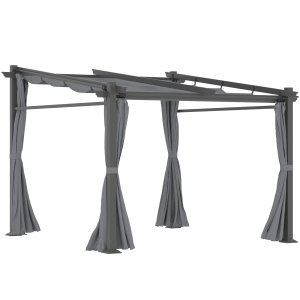 Pergola, ieskaitot stiprinājumus, izvelkams jumts, 2,97 m x 2,95 m x 2,3 m, tumši pelēka