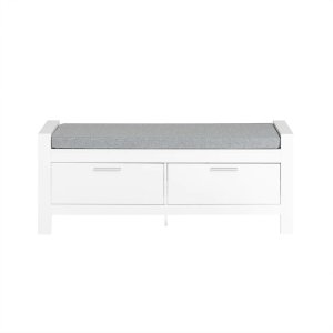Apavu plaukta sols - praktisks apavu plaukts un uzglabāšanas sols ar spilvenu - apavu un aksesuāru uzglabāšanas risinājums, balts, 100x40x40cm