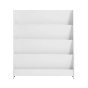 Bērnu grāmatu plaukts, 4 līmeņu uzglabāšanas plaukts bērnu istabai, rotaļlietu un grāmatu plaukts, balts, 80x30x88 cm