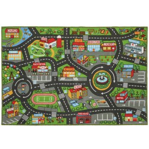 Rāpošanas paklājiņš mazulim, rotaļu paklājiņš 200x150x0,5cm, neslīdoša rāpošanas sega ar neslīdošu apakšpusi, pilsētas motīvs bērnu istabai