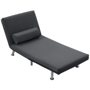 Saliekams atpūtas krēsls ar gultas funkciju, saliekams atzveltnes krēsls samta imitācijā, regulējama atzveltne, 75 x 70 x 75 cm, tumši pelēks