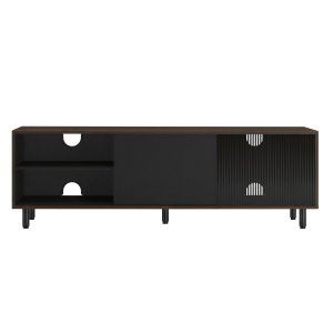 TV statīvs un TV galds televizoriem līdz 60 collām, montāža bez instrumentiem, ar rievotu stiklu, 140 x 39 x 45 cm