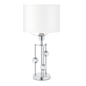 Galda lampa/naktslampa ar E27 kontaktligzdu, lina abažūru un dekoratīvām bumbiņām, ideāla moderna naktslampiņa, balta