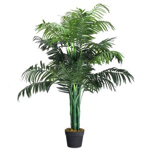 107 cm mākslīgā Areca palma dekoratīvais zīda koks ar grozu
