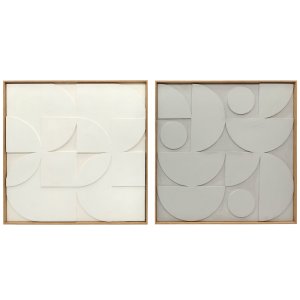 3D sienas dekors, 2 gabalu komplekts, ģeometrisks, moderns sienas dekors viesistabai, gaitenim, 80 x 3,5 x 80 cm, balts