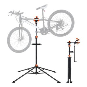 Velosipēdu remonta statīvs, 36 kg izturīgs tērauda velosipēdu remonta statīvs, regulējama augstuma velosipēdu apkopes darba statīvs ar magnētisku instrumentu paplāti, teleskopiska roka, salokāms velosipēdu darba statīvs mājām, veikaliem