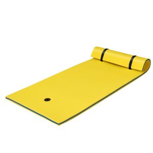 Peldošs ūdens paklājs un XPE putu peldošā platforma pludmalei vai baseinam (220 x 90 x 4 cm), dzeltena un zila
