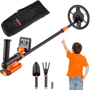 Metāla detektors bērniem, 15,2 cm ūdensnecaurlaidīga meklēšanas spole ar LCD displeju, regulējams 66 cm - 91,4 cm zelta detektors, viegls oglekļa šķiedras kāts junioriem un jauniešiem zelta monētu meklēšanai