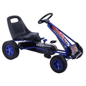4 riteņi bērniem brauc ar pedāļu piedziņas velosipēdu, kartingu sacīkšu automašīnu, āra rotaļu rotaļlietu - zila